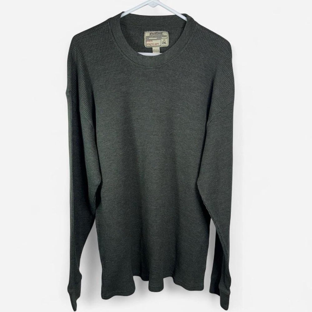 Big Ball Sports Gray Waffle Knit Thermal Shirt 2XL Long Sleeve